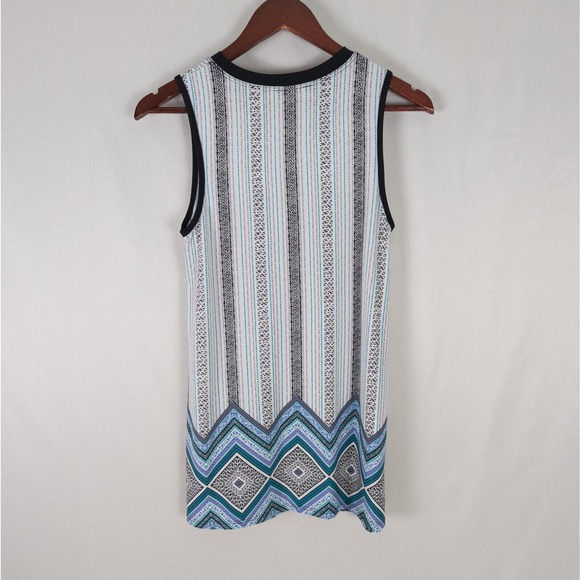 AB Studio Shirt Womens Small Tank Top Multicolored Contrast Striped Southwestern - Picture 2 of 7
